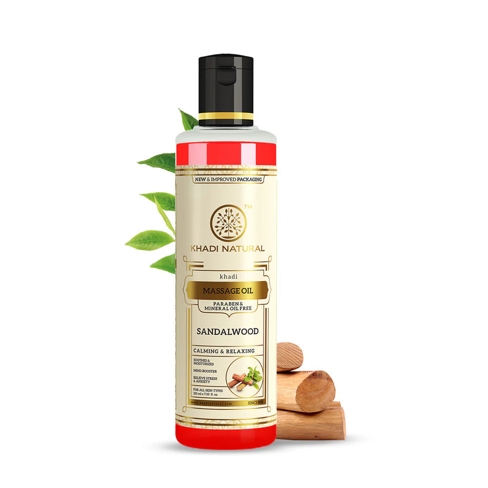 Natural Sandalwood Massage Oil | Paraben & Mineral Oil Free | 210 ml